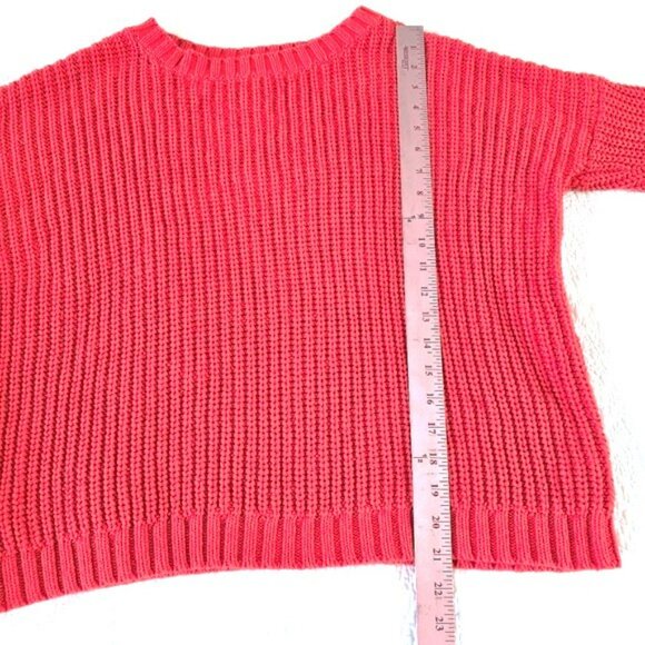Express Women's Sweater Size Medium Vibrant Pink Long Sleeves Tight Knit Fall - Picture 6 of 13